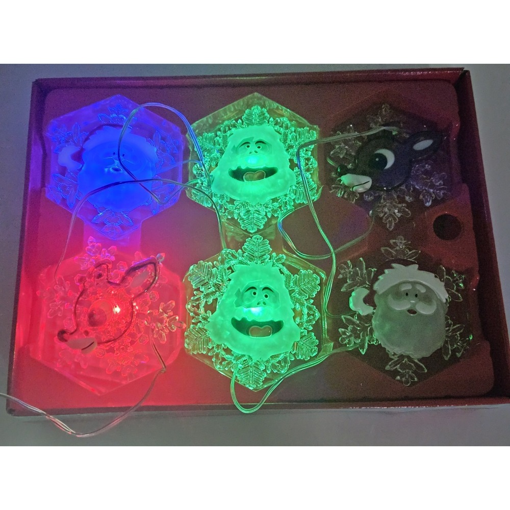 Rudolph Red Nosed Reindeer Musical String Lights 6 Count LED Color Changing